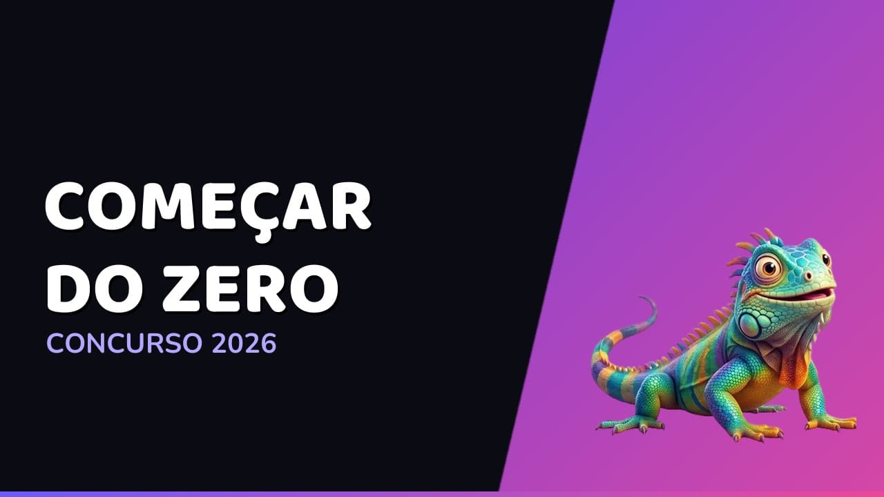 Capa do artigo: como começar a estudar para concurso do zero, com a iguana mascote do Ritmo