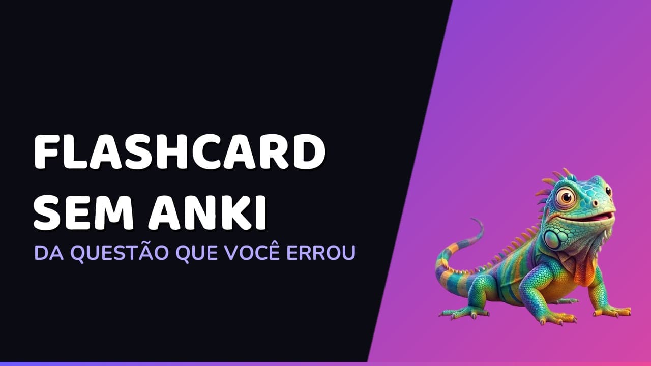 Fichas de flashcard com pergunta e resposta ao lado de um caderno de estudos
