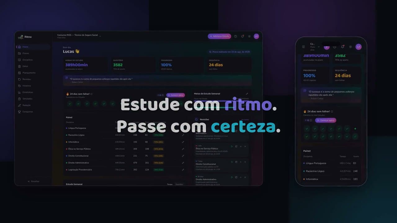 Demonstração do Ritmo: do edital ao plano de estudos montado